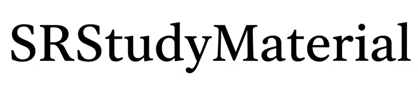 Text-only logo for “SRStudyMaterial”, elegant premium serif font, smooth balanced letter spacing, black text on solid white background, no icons, no symbols, no graphics, luxury academic brand feel, high resolution.